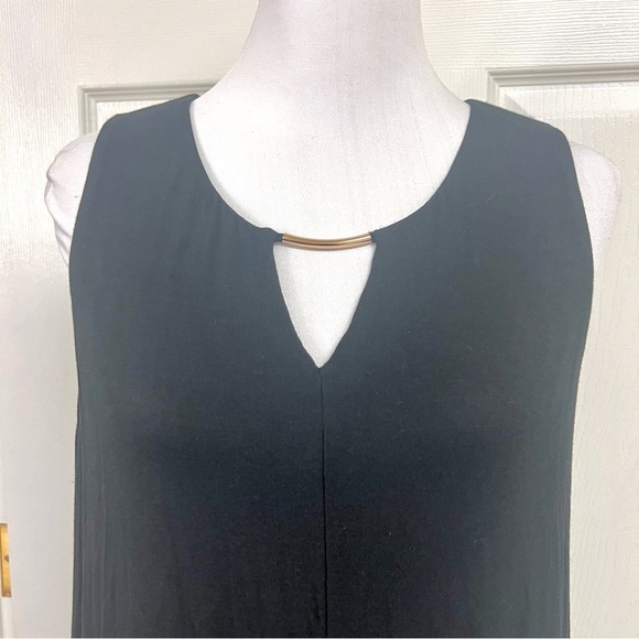 SOMA soft jersey black handkerchief hem pockets shift dress comfy minimalist L - Picture 3 of 10